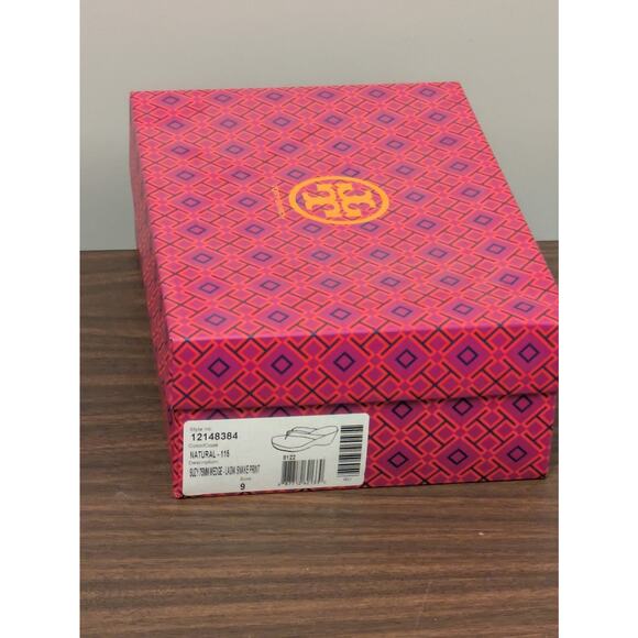 Tory Burch Suzy Cork Snake Print Thong Wedge Heel Sandals Women's 9 - Picture 9 of 9